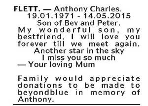 Notice-1 Funeral Service for Anthony Charles Flett