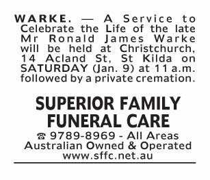 Notice-49 Funeral Service for Mr Ronald James Warke