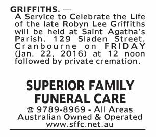 Notice-50 Funeral Service for Robyn Lee Griffiths